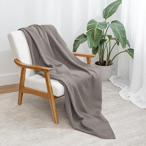 Comfy Cubs 100% Cotton Waffle Weave Throw Blanket Breathable Skin-Friendly Soft Lightweight Blankets - Perfect Warm Textured Blanket Layer - Size for Couch Bed & Sofa (Charcoal, 50" X 60") - color: Charcoal, size: 50" X 60"