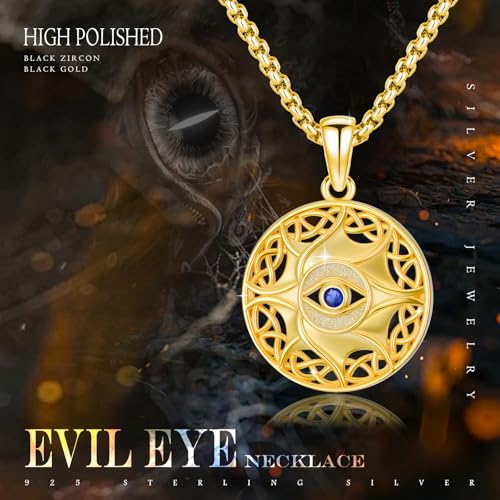 Evil Eye Necklace for Women 925 Sterling Silver, Protection Necklace with Blue Evil Eye Charm, Evil Eye/Lotus Pendant Jewelry, Birthday Christmas Gifts for Her - style: Evil Eyes 03