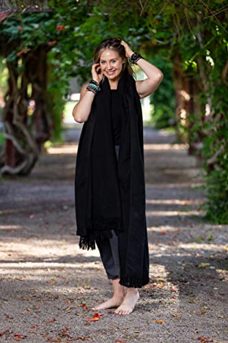 Meditation Shawl or Meditation Blanket, Shawl/Wrap, Oversize Scarf/Stole. Large. Unisex. - color: Black
