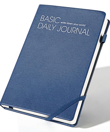 CAGIE A5 Lined Journal Notebook 256 Pages Journals for Writing with Pen Loop Hardcover Journaling Notebooks with Inner Pocket, 5.7" x 8.3", Blue - color: 01 blue