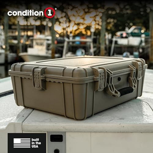 Condition 1 25" Large Waterproof Hard Case Model 839 with Foam, Portable Protective Storage Box for Travel, Hunting, Military, Tactical, Made in USA, 24.50"x 19.46"x8.41" Ranger Green - color: Ranger Green