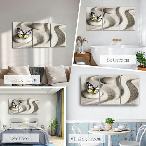 Japanese zen garden meditation stone concentration and relaxation sand 3 Piece Canvas Wall Art for Living Room Bedroom Office Framed Prints Pictures Painting Wall Decor Artwork for Walls Set of 3