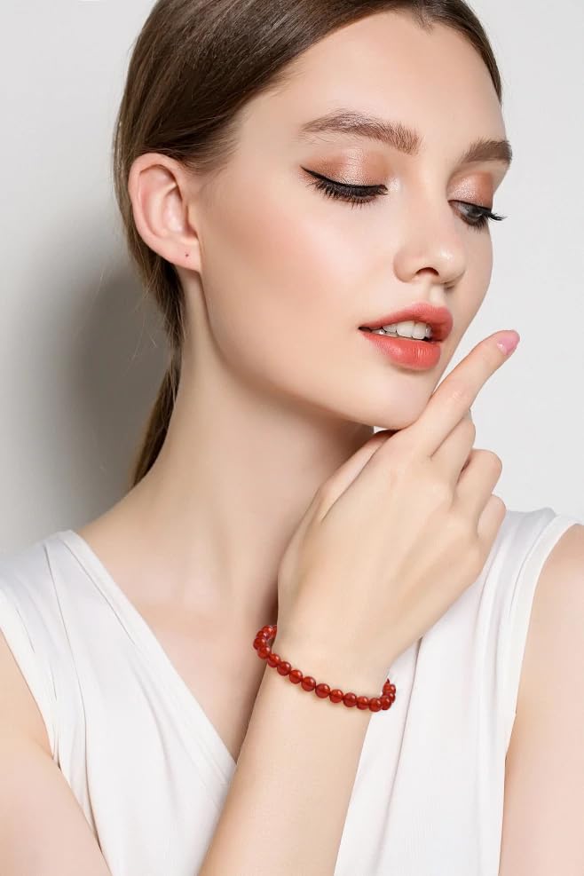 BONNY BOXX Braided Genuine Bracelet, Elegant Handcrafted Natural Gemstone Crystal Bracelet Healing Power Energy Inspirational Gifts with Card for Unisex - color: Carnelian, size: 10MM