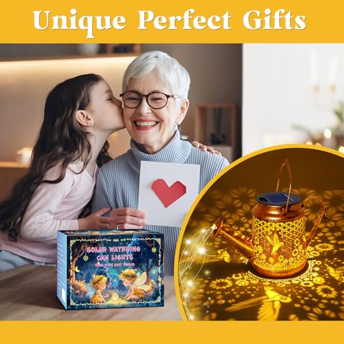 Solar Watering Can Lights, Hummingbird Hanging Lanterns Outdoor, Birthday Gifts for Mom Women Grandma Mother's Day, Waterproof Solar Lights Garden Decor for Outside Yard Art Patio Porch Lawn Backyard - style: Hummingbird with Sunflower