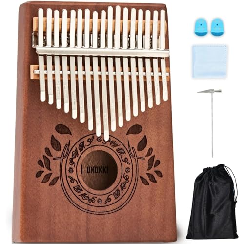 UNOKKI 17-Key Kalimba Thumb Piano - Portable Mahogany Percussion Mbira Instrument - Beginner Tuning Set, Music Instruments for Kids Gifts - Dark Brown - color: Dark Brown