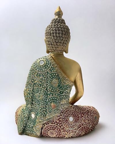 Meditating Zen Sitting Thai Buddha Statue Figurines Sculpture Praying Collectibles for Home Decor Room Office Indoor/Outdoor Garden Spiritual Gifts (10 Inch) - size: 10 Inch