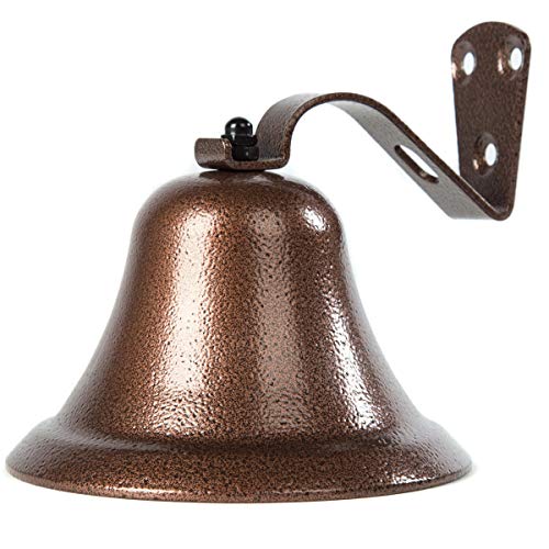 WMM Hanging Bell Dinner Bell Outdoor Bell Bracket Mount Wall Bell Indoor Rope Bell Ship/Boat/Nautical/Door/School/Reception/Home/Church Bell(Copper) - color: Copper