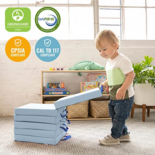 ECR4Kids SoftZone Floor Cushions, Square, Flexible Seating, Powder Blue, 6-Piece - color: Powder Blue
