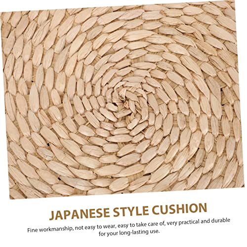GLEAVI Natural Woven Japanese Style Cushion Round Meditation Seating Pad for Home Yoga Thickness for Floor Use Relaxation