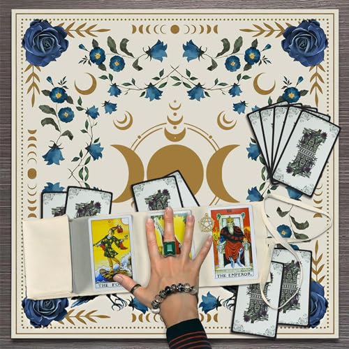 Knana Tarot Altar Cloth - Silk Witchcraft Mat for Reading - Includes Tarot Card Bag (Sun Moon) - color: Sun Moon