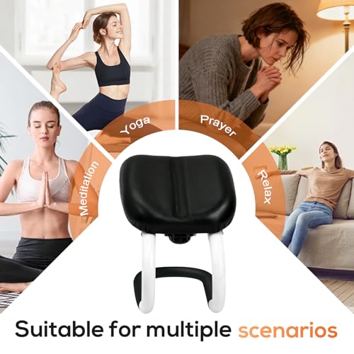 Meditation Bench | Meditation Chair | Kneeling Prayer Bench | Seiza Chair - Adjustable Height, Portable Metal Stool with Non-Slip Cushion for Home, Yoga & Prayer
