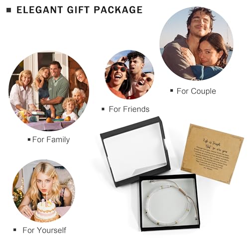 VIBILIA Get Well Gifts for Women, Inspirational Gifts Natural Stone Healing Bracelet, Thinking of You Encouragement Strength Bracelets for Women on Birthday Valentine's Day Easter Mother's Day - color: D. White Crystal