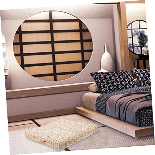 1pc Hand-woven Straw Meditation Mat Square Cushion for Yoga Zen Practices Smooth Surface for Comfort for Home Outdoor Use