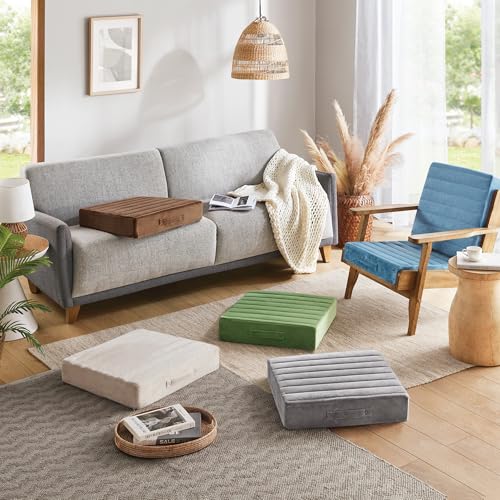 Codi Thick Replacement Couch Cushions 2 Sets, Upholstery Foam with Washable Covers for Sofa Cushion Chair Meditation - 24 × 24 × 5 Inch, High Density Foam, Blue - color: Blue, size: 24 Inch (Pack of 2)