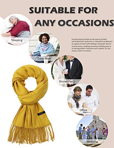 Pashmina Shawl Women Winter Scarf Warm Wedding Wraps Ladies Scarves for Evening Dresses - color: Yellow