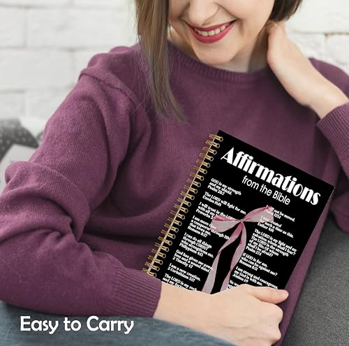 Coquette Black Pink Bow Christian Notebook, Affirmations from the Bible Journal, Prayer Journal for Woman, Church Notes Notebook, Scripture Hardcover Spiral Notebooks, 5.5x8.3 Inch - color: Color_10