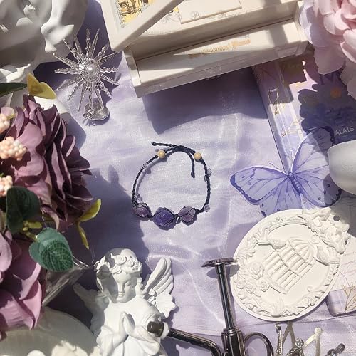 Crystal bracelet bracelet, amethyst, blue and green crystal. Handmade raw stone bracelet. Exquisite box packaging. Gifts for all occasions. - color: PURPLE