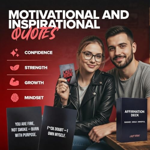 Last Ride Affirmation Cards — 55 Daily Positive Affirmations for Women & Men | Confidence, Motivation & Mindset Deck | Self Care Gifts for Friends, Family and Yourself