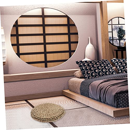 STOBAZA Hand Woven Round Meditation Cushion Thick Sitting Pad for Yoga and Relaxation Smooth Floor Pillow for Home Office and Rest Areas