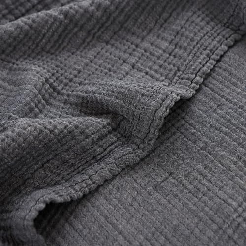 Boho Throw Blanket, 100% Cotton Ultra Soft Luxury Throw Rustic Quilt, Muslin Breathable Soft Bed Throw ,All Throw for Sofa Couch Chair 60×80 Inch (Grey Cotton Blanket 80x90 Inch, 80x90 Inch) - color: Grey, size: 80x90 Inch