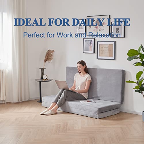 SINWEEK 3.8" Single Memory Foam Folding Topper with Storage Bag - Foldable Trifold Floor Mat Topper, CertiPUR-US Certified Guest Sleeping Pad, Machine Washable Cover - size: S (25 x 75 Inch), style: Slow Rebound Memory Foam