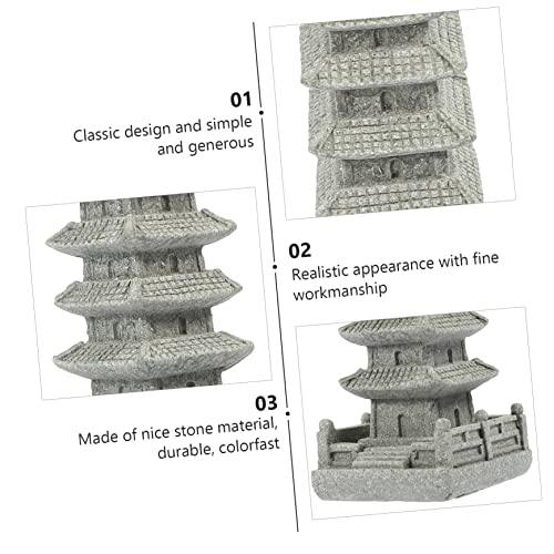 Toddmomy Zen Style Stone Pagoda Ornament for Garden Decoration Detailed Bonsai Craft Sculpture for Micro Landscape Rustic and Modern Home Accent Stone Adornment