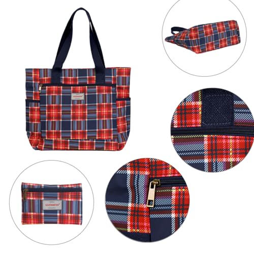 GAENMESN Women's Lightweight Waterproof Tote Bag Durable Designer Handbag with Zipper Travel Commute Everyday Use - color: Check