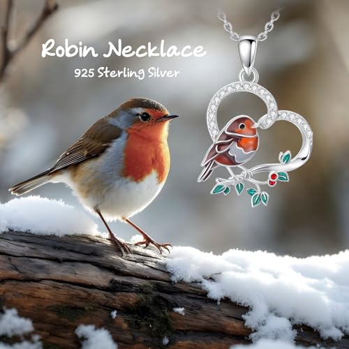 Hummingbird/Phoenix/Owl/Dove/Flamingo/Raven/Blue Jay/Cardinal/Peacock/Eagle/Parrot/Robin Necklace for Women 925 Sterling Silver Bird Pendant Necklace Animal Jewelry Gift for Mother Wife - style: Robin Necklace