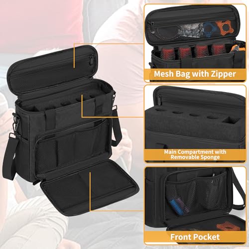 IBVIVIC 4 Slots Wireless Microphone Case with Foam, Microphone Carry Travel Bag with Shoulder Strap Mic Storage Bag for Singing, Karaoke, Party