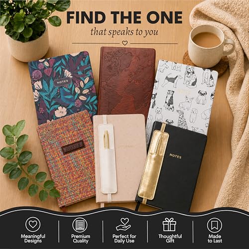 Eccolo Lined Journal Notebook, Flexi-Cover, Reminders, 256 Ruled Pages, Medium 5.75-x-8.25 inches