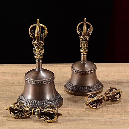 Tibetan Buddhist Meditation Bell And Dorje Set, It Can Be A Bell For Yoga And Meditation, A Hotel Bell, An Office Bell For Home Or Office, A Sound Healing Instrument, A Musical Instrument(Size:18.5cm) - size: 18.5cm