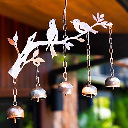 Ancient Graffiti Birds w/Bells Wind Chime, Multi