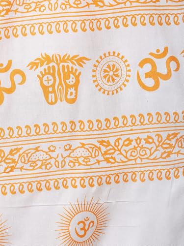 Exotic India Women's Polycotton Prayer Shawl with Printed Om Namah Shivai | Religious Pooja Mandir Wrap Stole, Scarves