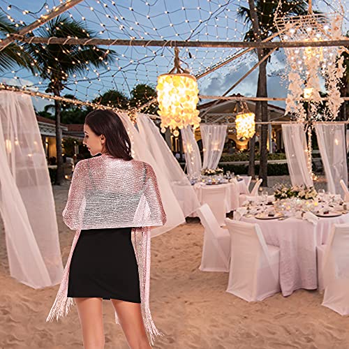 vimate Sparkling Metallic Shawls and Wraps for Evening Party/Wedding/Formal Dresses (With Free Buckle) - color: Q#. Baby Pink (With Baby Pink Buckle)