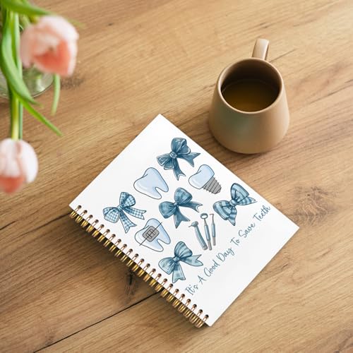 Blue Coquette Bow Dentist Notebook, Dental Gifts for Coworkers Journal, Dental Hygienist Gifts Spiral Notebook Journal for Note Taking, Dentist Office Supplies, 5.5x8.3 Inch - color: It's A Good Dayy To Save Teeth