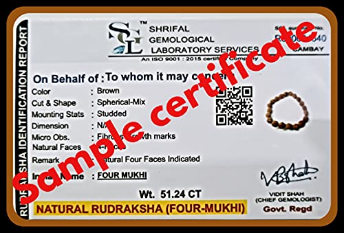 Rudraksha Bracelet for Men & Women's 2 Face, 3 Mukhi, 4 Mukhi, 5 Face, 6 Mukhi, 7 Mukhi, 8 Mukhi, 9 Mukhi, 10 Mukhi, 11 Mukhi Himalayan Rudraksha Beads Wrist Band for Yoga, Meditation, Healing - style: 4 Mukhi - Four Faced