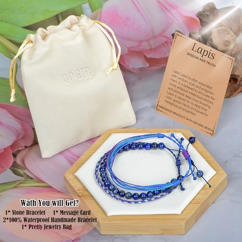 QOGIR Handmade Healing Bracelet,6mm Natural Gem Stone Bracelet rope bracelet - color: Lapis(Wisdom and Truth), size: 6mm