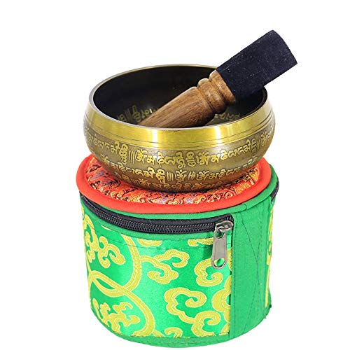 Singing Bowl Set Mindfulness Mantra Yoga with Mallet Gift Ornament Home Meditation Nepal