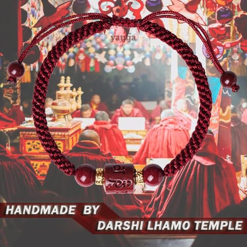yautja Tibetan Buddhist Lucky Red String Bracelets Spiritual Protection Handmade Adjustable Red Buddha Bracelet Yoga Prayer Cinnabar Beads Amulet Bracelet Evil Protection Women Jewelry Gift for Health Charm Wealth Good Fortune - color: Red-2