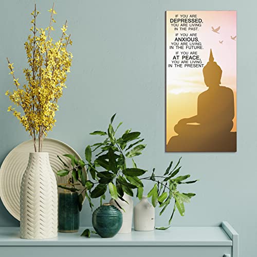 Blulu 2 Pcs Buddha Quote Decor Buddha Inspirational Quote Wall Art Meditation Room Chakra Decor Zen Wooden Hanging, Spiritual Gift for Home Yoga Living Room Women(at Peace) - style: At Peace