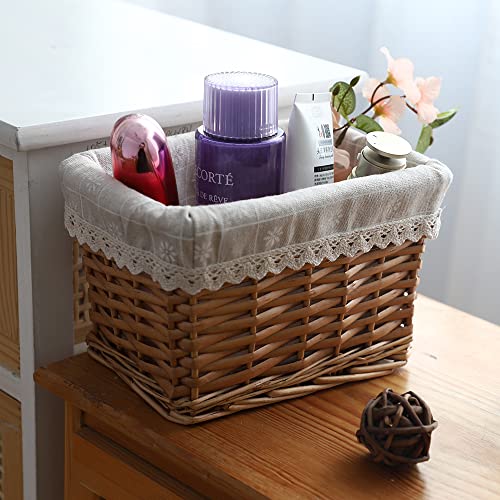 Rectangular Wicker Storage basket&bins container, Organizer Box, Kingwillow Art & Craft (Small) - color: Natural-Wicker