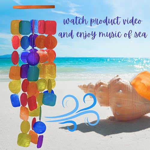Bellaa 20720 Wind Chimes for Outside Capiz Sea Glass Shells Orange Red Black Outdoor Windchimes Home Garden Patio Yard Lawn Unique Gifts Mom Grandma - color: Y Fire