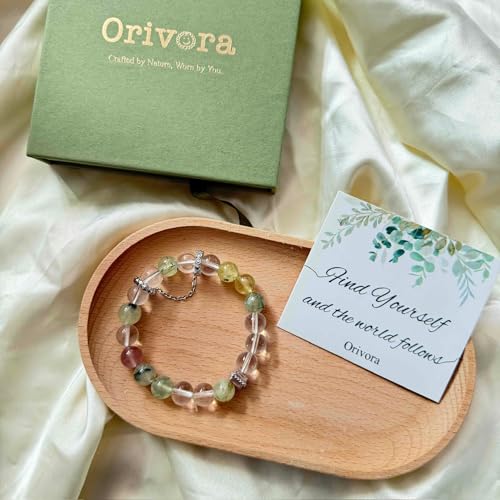 Birth Flower Crystal Bracelets for Women, Handmade Natural Gemstone Stretch Jewelry with Healing & Positive Energy - color: May. LIly of the Valley & Quartz