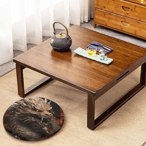 Degrees of Comfort Meditation Floor Cushion, Round Cushion for Adults Seat,Golden Dragon on Red Background Printed Memory Foam Cushion, Outdoor Picnic Mat 15.35 Inch.