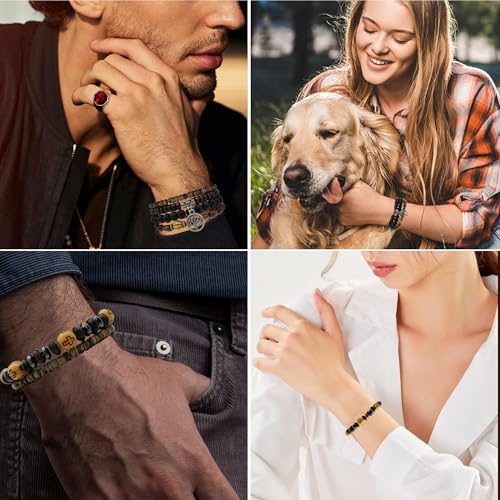 5pcs Wooden Bead Bracelet Set with Charm and Tassel for Men & Women - Stackable Boho Bracelets, Amber Color Scheme Adjustable Bracelet - color: All Brown