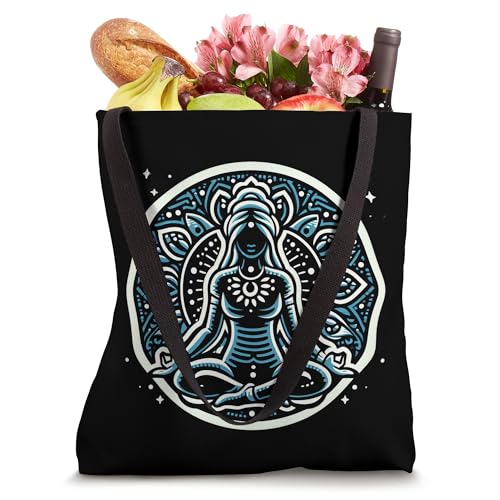 Serene Lotus Pose Meditation Artistic Mandala Yoga Tote Bag