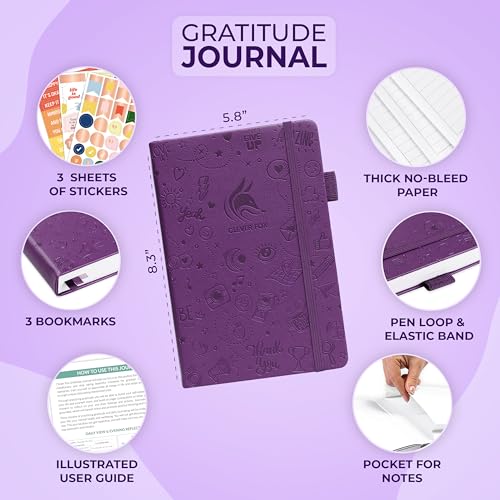 Clever Fox Gratitude Journal – Happiness, Positivity & Affirmation Daily Journal – Inspirational Daily Notebook – 3 Months, A5 (Purple) - color: Purple, size: A5 (5.8″ x 8.3″)