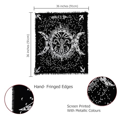 Indian Consigners Altar Cloth Triple Moon Goddess Silver Witchcraft Tarot Spread 36x36 inches Table Cloth Alter Wiccan (Special Triple Goddess Moon Silver) - color: Special Triple Goddess Moon Silver