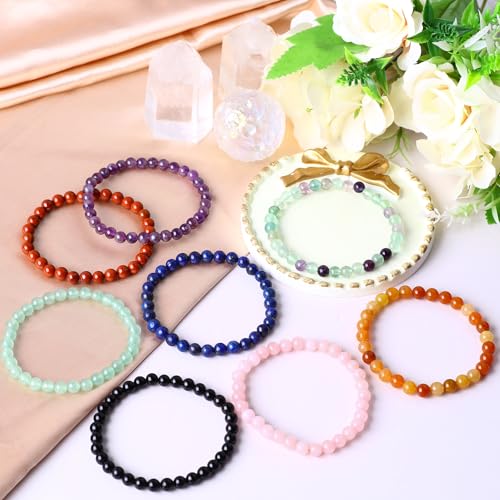 Handmade Stretch Elastic Bracelet Natural Stone Crystal Healing Power Energy Gifts for Reiki Nature's Beauty and Spiritual Essence Unisex 6mm - color: Watermelon Crystal