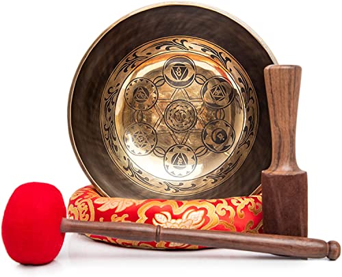 Large Tibetan Singing Bowl Set - 11" Master Healing Big Professional Grade For Sound Bath Chakra 7 Metal Meditation Yoga By Himalayan Bazaar